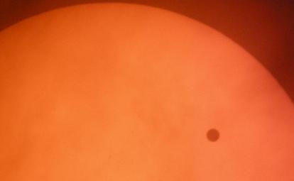 The planet Venus transits the sun.